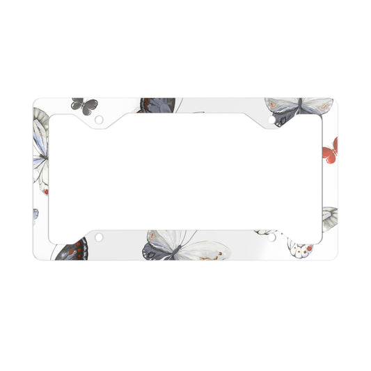 Butterfly Decorated Metal License Plate Frame - Stylish Auto Accessory for Nature Lovers