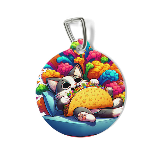 Colorful Cat Taco Pet Tag | Fun Pet ID Tag for Cats and Dogs