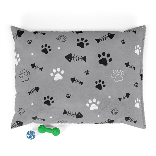 Cozy Pet Bed with Paw and Fish Print - Perfect for Dog and Cat Lovers