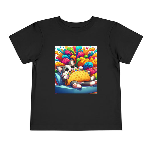 Colorful Cat Naptime Toddler Tee - Fun Short Sleeve Shirt for Kids